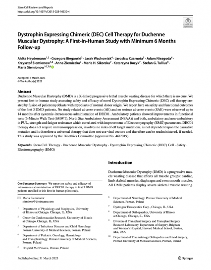 Dystrophin Expressing Chimeric (DEC)