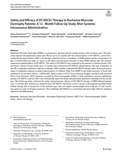 Safety and Efficacy of DT‑DEC01